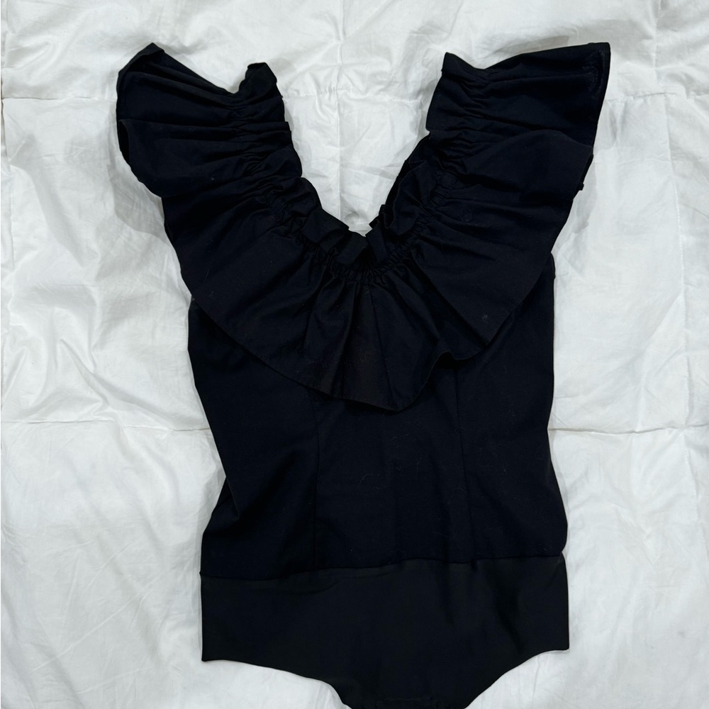 Zara Black Ruffled Kids Bodysuit